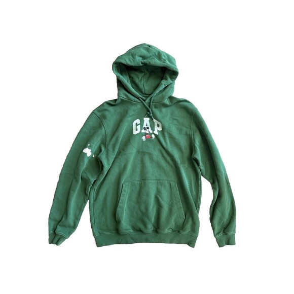 Gap x Disney Mickey Mouse Hoodie Adult Small Pullover Sweatshirt Pocket Green - Picture 1 of 5